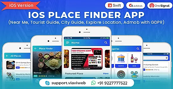 iOS Place Finder (Near Me,Tourist Guide,City Guide,Explore Location, Admob with GDPR)