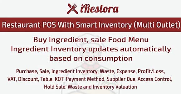 iRestora - Restaurant POS with Smart Inventory (Multi Store)