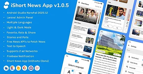 iShort News : Android Short News App with Admin Panel