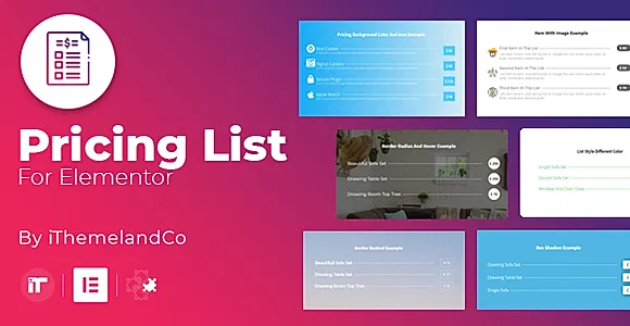iThemeland Pricing List for Elementor WordPress Plugin