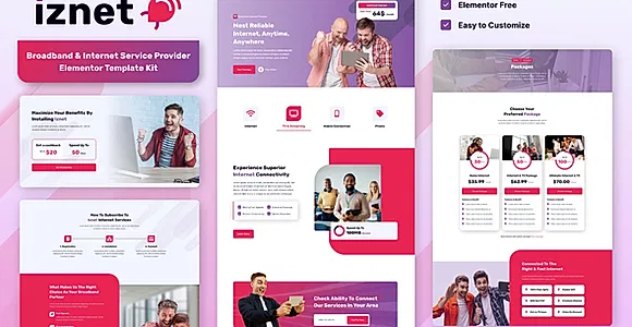 iZnet - Broadband & Internet Service Provider Elementor Template Kit