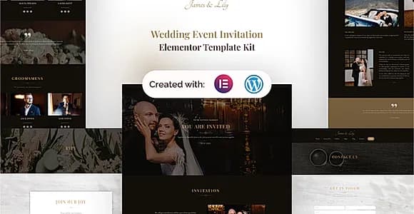 James & Lily - Wedding Event Invitation Elementor Pro Template Kit