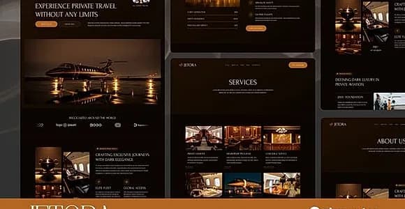 Jetora - Dark Luxury Private Jet Elementor Template Kit