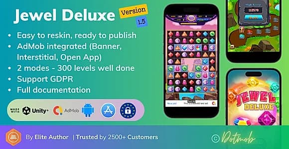 Jewel Deluxe - Unity Complete Project (Android + iOS + AdMob)