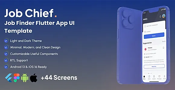 Job Chief - Job Finder Flutter App Ui Template (Figma File Included)