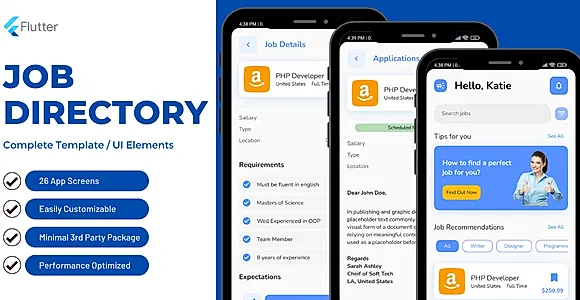 Job Directory Flutter Mobile App UI Element Template