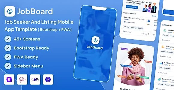 JobBoard - Job Board Job Seeker and Listing Mobile App Template (Bootstrap + PWA)
