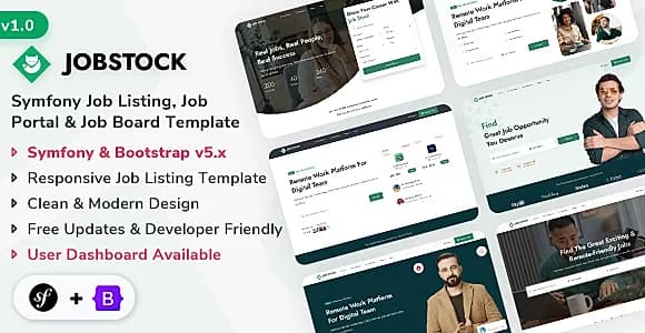 JobStock - Symfony Job Listing, Job Portal Landing & Admin Dashboard Template