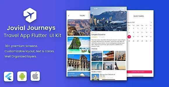 Jovial Journeys Android App Template + iOS App Template | Flutter | Trip Booking