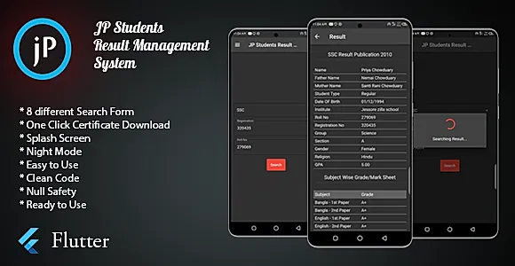 JP Students Result Management System Flutter App