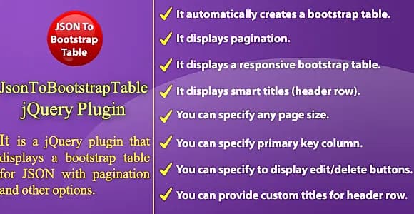 JSON To Bootstrap Table - jQuery Plugin