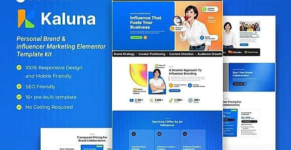 Kaluna - Personal Brand & influencer Marketing Elementor Template kit