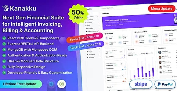 Kanakku - Invoice, Billing & Accounting Full Stack Solution (React + Node)
