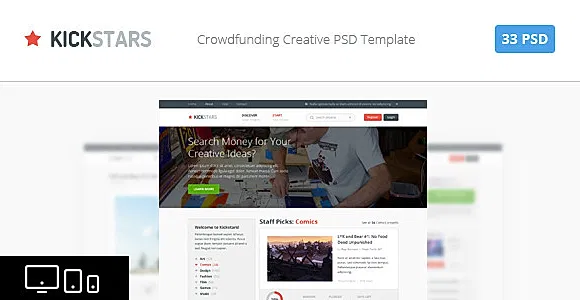 Kickstars - Crowdfunding PSD Template