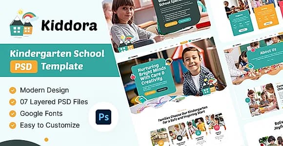 Kiddora - Kindergarten School PSD Template