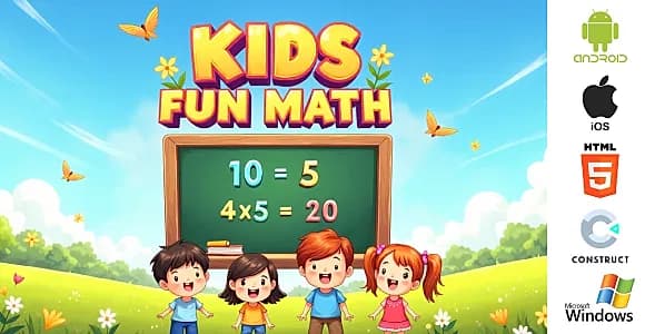 Kids Fun Math Game – Educational HTML5 Game (Construct 3) | Android, iOS & Windows Source Code