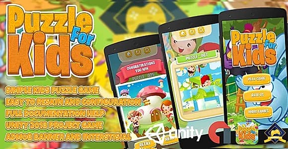 Kids Puzzle Game + Admob Ads Ready + Easy Reskin Setups