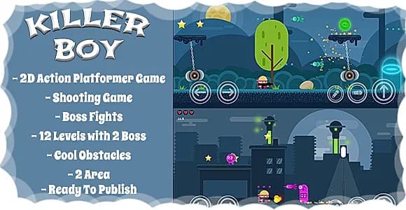 Killer Boy - 2D Action Platformer Mobile/Android Game (Unity Game + Admob)