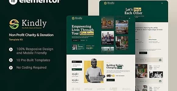 Kindly - Non Profit Charity & Donation Elementor Template Kit