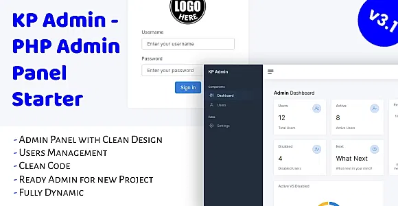 KP Admin - PHP Admin Panel Starter