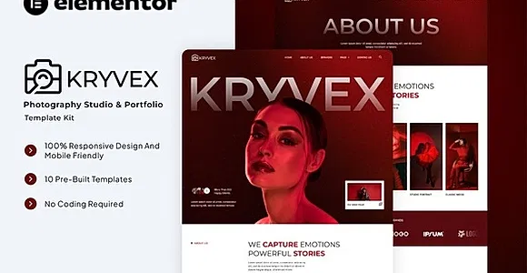Kryvex - Photography Studio & Portfolio Elementor Template Kit