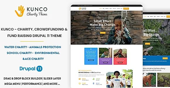 Kunco - Charity, Crowdfunding & Fund Raising Drupal 11 Theme