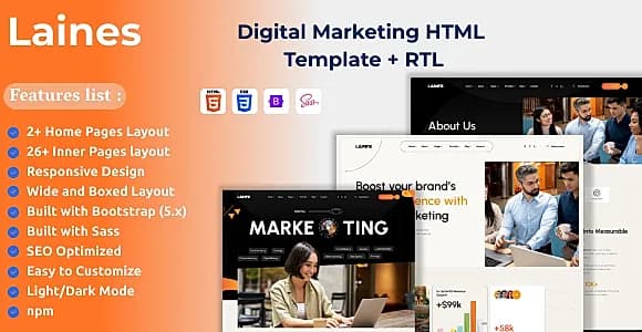 Laines - Digital Marketing HTML Template + RTL