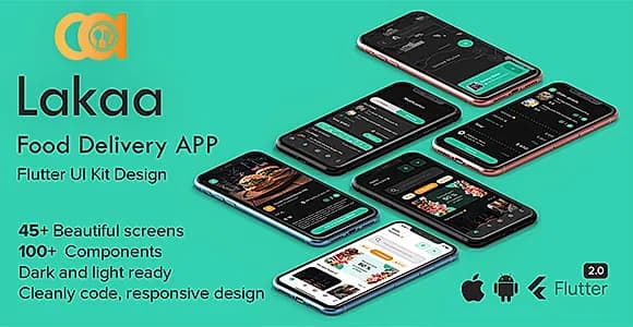 Lakaa - Best food delivery APP Template - Flutter 2.0 - Android & IOS UI Kit