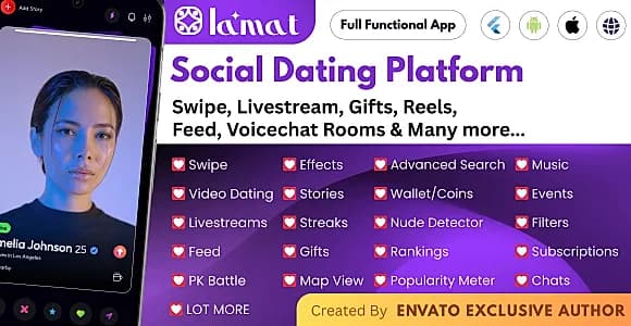 Lamat - Complete Social Dating App | Match, Chat & Video Dating | Dating Mobile App | Online Dating