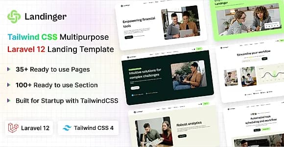 Landinger – Tailwind CSS Multipurpose Laravel 12 Landing Page Template