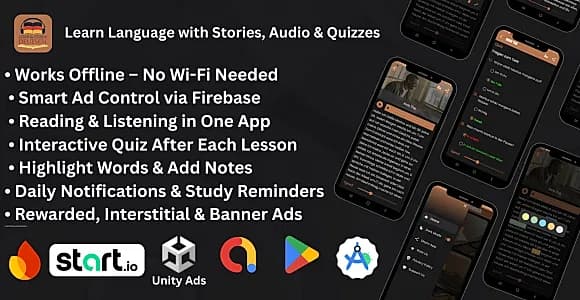 Language Learning App – Offline Reading, Listening & Quiz
