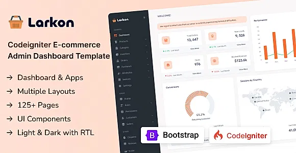 Larkon - Codeigniter Ecommerce Management Admin & Dashboard Template