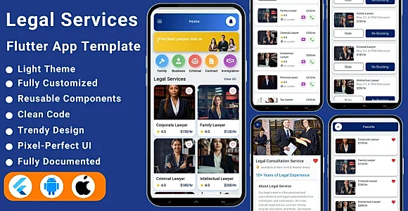 Legal App | AI-Powered Legal Services App Flutter Template | Law App | Lawyers Mobile App