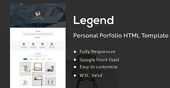 Legend Bootstrap Personal Portfolio HTML Template