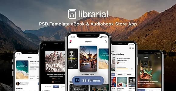 Librarial - PSD Template eBook & Audiobook Store App