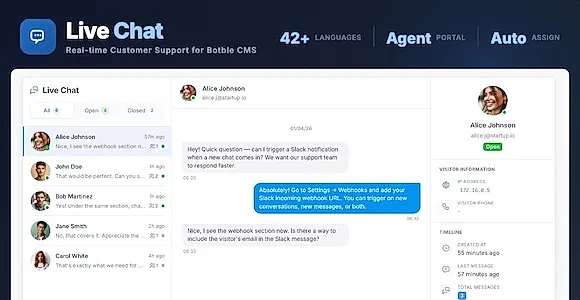 Live Chat - Floating Ajax Live Chat with Agent Portal for Botble scripts