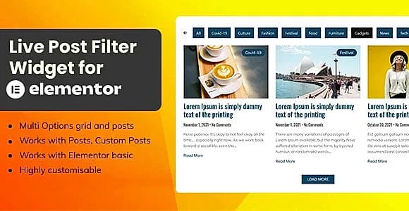 Live Post Filter Widget for Elementor WordPress Plugin