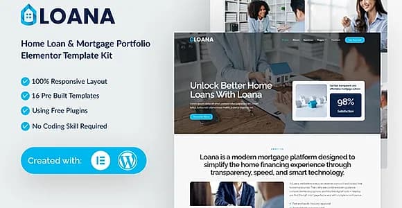 Loana  - Home Loan & Mortgage Elementor Template Kit