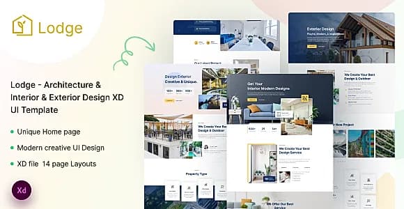 Lodge - Architecture & Design Interior & Exterior XD UI Template