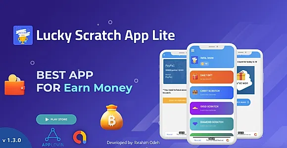 Lucky Scratch to Win Android App Lite with Earning System - Admin Panel (Admob + Applovin + Yodo1)