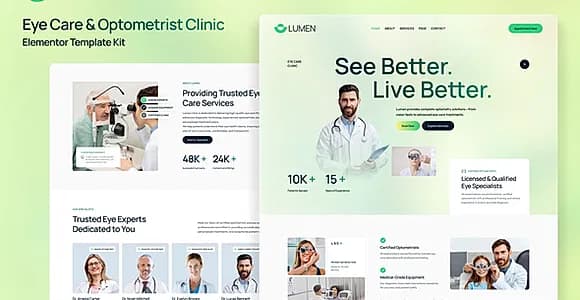 Lumen - Eye Care & Optometrist Clinic Elementor Template Kit