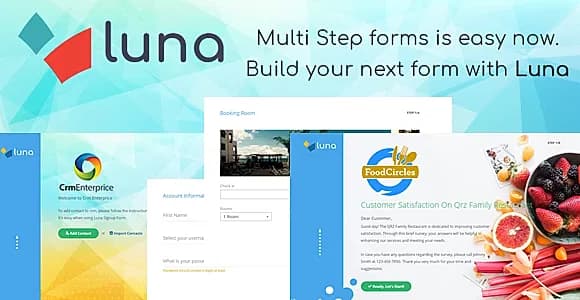 Luna Multi Step Form. E-commerce, Questionnaire, Reservation, Service