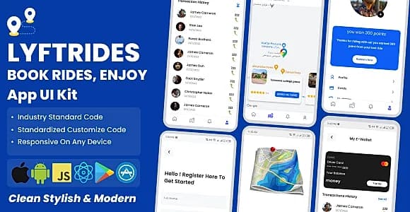 Lyft - Ride Booking App React Native CLI Ui Kit