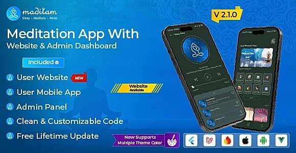 Maditam: Best Meditation App with web admin | Daily Meditations App | Music app with web admin