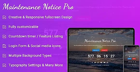 Maintenance Notice Pro - Coming Soon & Under Construction Mode