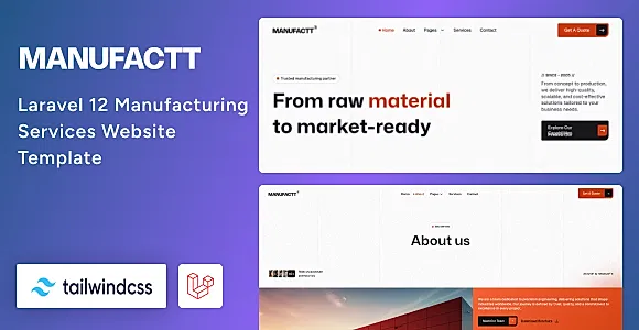Manufactt - Manufacturing Services Website Laravel 12 Template