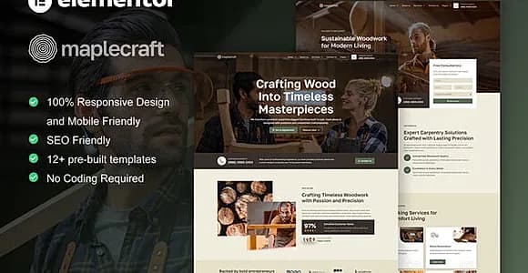 MapleCraft - Carpenter & Custom Furniture Elementor Pro Template Kit