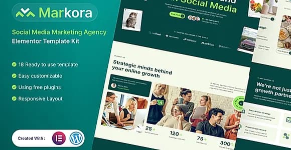 Markora - Social Media Marketing Agency Elementor Template Kit
