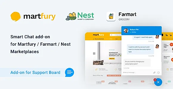 Martfury / Farmart / Nest Chat & Support App for Support Board