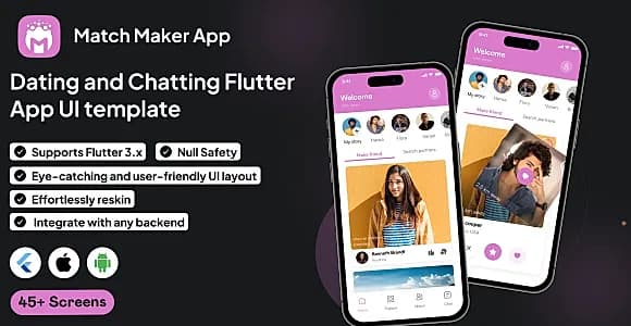 MatchMaker UI Template | Connect Dating App in Flutter | Online Match & Date App Template